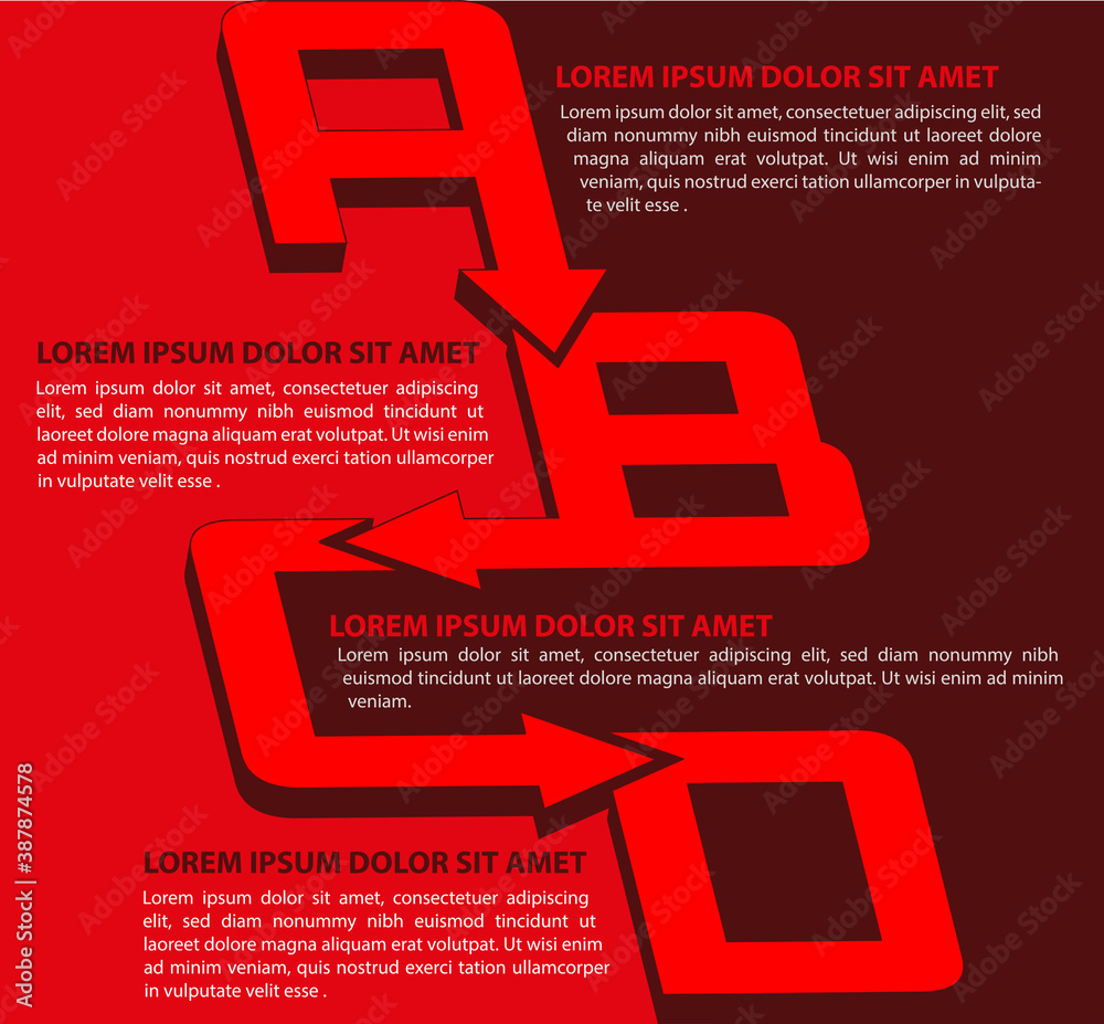 Aufkleber 3D vector background with 4 infographic steps template and with arrows.