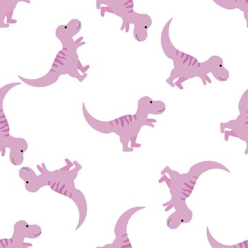 Cute pink baby dinosaur on a white background. Predators in a flat style. Cartoon animals reptiles for web pages.
Stock vector illustration for decor, design, baby textiles,
wallpaper, wrapping paper