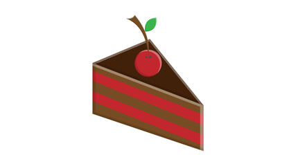 Cherry cake Piece with berry isolated. cherries pie on white background