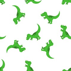 Cute green dinosaur on a white background. Predators in a flat style. Cartoon animals reptiles for web pages.
Stock vector illustration for decor, design, textile baby,
wallpaper, wrapping paper