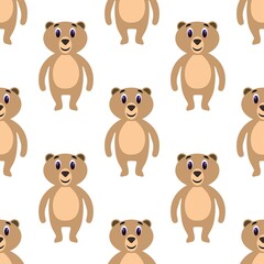 Cute bear on a white background. Wild forest animals in flat style. Cartoon mammals for web pages.
Stock vector illustration for decor, design, baby textiles and
wallpaper