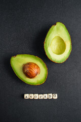 Avocado on black background. Healthy super food