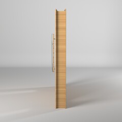 Render 3d de puerta de madera con barral metalico