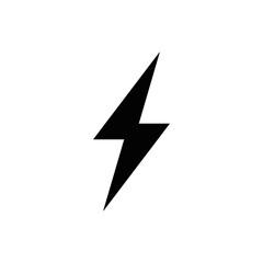 Black Thunder and Bolt Lighting Flash Icons Set. Flat Style