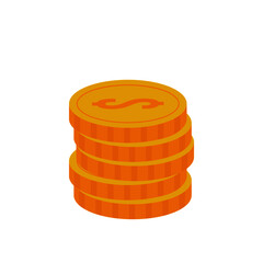 Coins icon. Stack of golden coin like income graph. Vector illustration.