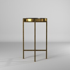 Ilustración 3d de mesa metalica dorada y negra