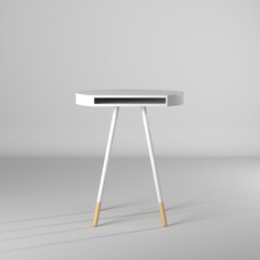 Modelo 3d de mesa redonda con patas de madera