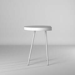 Modelo 3d de mesa geomtrica en estilo wire-frame/estructura alambrica, material blanco con lineas negras