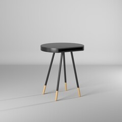 Modelo 3d de mesa redonda con patas de madera