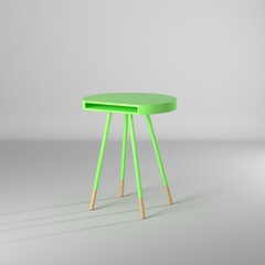 Modelo 3d de mesa redonda con patas de madera