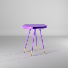 Modelo 3d de mesa redonda con patas de madera