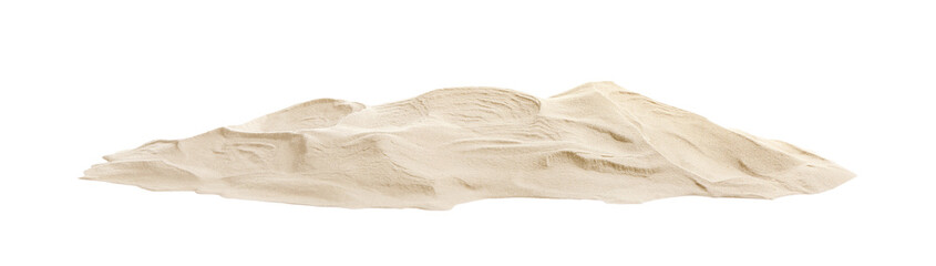 Fototapeta na wymiar Pile of dry beach sand on white background