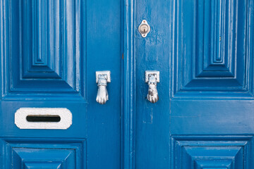 Fototapeta premium blue door in Tavira, Algarve, Portugal