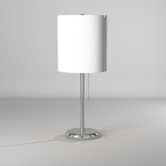 Ilustración 3d de lampara de metal con tela blanca
