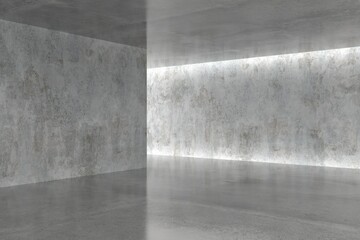 Grey concrete space interior, 3d rendering