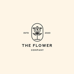 Flower Retro Vintage Label Logo Design
