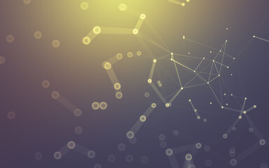 Abstract background. Molecules technology with polygonal shapes, connecting dots and lines. Connection structure. Big data visualization.
