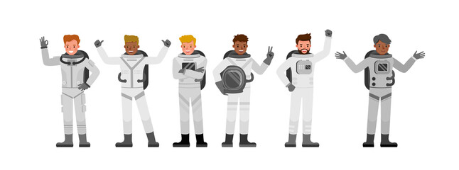 Set of Astronaut people working character vector design. Presentation in various action with emotions. no2