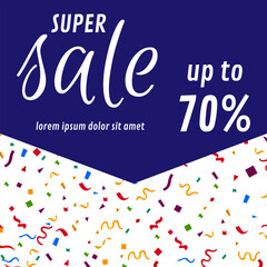 Sale banner template design on confetti background, Flash sale special offer set and can use for instagram, facebook, and social media other