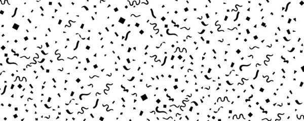 Streamers and confetti. Colourful tinsel and foil ribbons. Confetti falling rain on white background. . Elegant celebration concept. Background with many falling tiny confetti