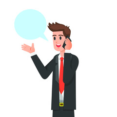 A young businessman chatting through his smartphone