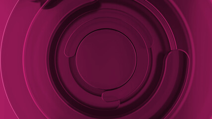 Dark Abstract Circles. Pink glass. Geometric shapes with rounded edges. 3d rendering