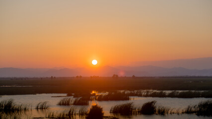 sunset over the lake