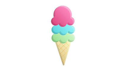 ice cream with several creamy balls on a white background, vector volumetric illustration. sweet milk ice cream, berry flavor, colored dessert balls. sweetness for children and adults
