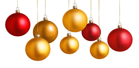Set of bright Christmas balls on white background. Banner design