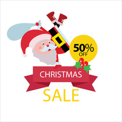 Christmas Sale 50% off Label Tag Vector Template Design Illustration