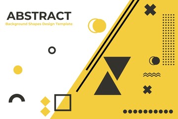 Vector Yellow Memphis Background with Abstract Geometry Shapes. Suitable for banner, Poster, Promotion, advertising, card, web
