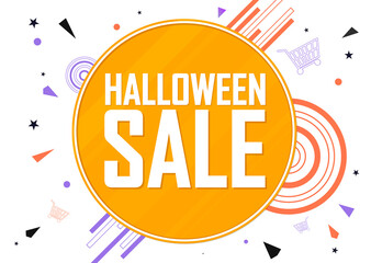 Halloween Sale, poster design template, discount banner, vector illustration