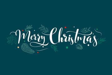 Vector illustration. Hand drawn elegant modern brush lettering of Merry Christmas isolated on white background.