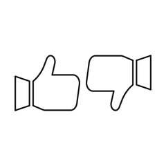 Thumb up and down outline icon isolated on white background.