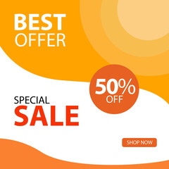 Special Sale 50% off Best Offer Shop Now Label Tag Vector Template Design Illustration