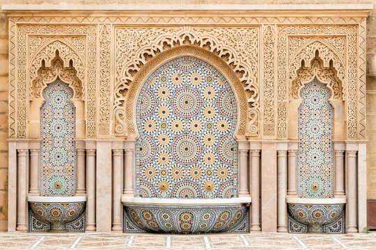 Water Tiled Fountain in the City of Rabat, near the Hassan Tower, Morocco