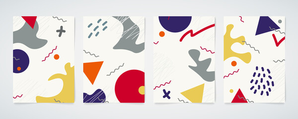 Abstract doodle brochure of colorful design template with style shape artwork set. illustration vector eps10