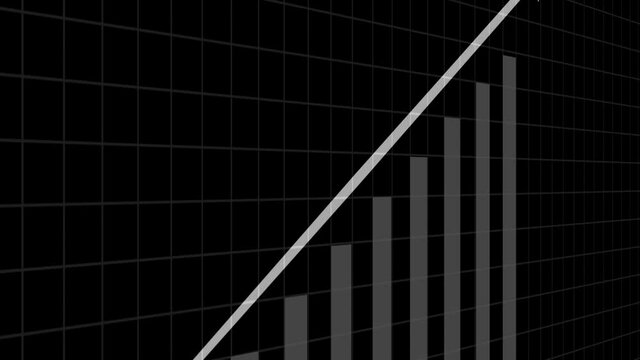 White on black modern graph animation of monthly graph increasing rapidly close up, covid-19 concept