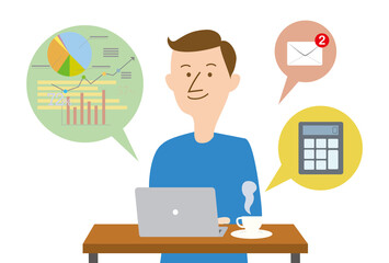 リモートワークをする男性