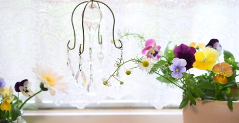 春の花、窓辺のインテリア