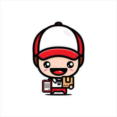 Vector design of boy character working as a delivery boy