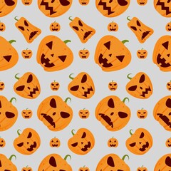 Halloween Pumpkin Vector Seamless Pattern. Good for  web, paper, social media, business, etc.