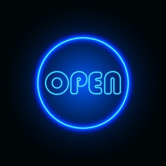 Neon open sign, isolated, vector illustration.