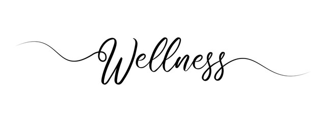 letter wellness script calligraphy banner black color