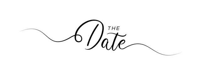 letter the date script calligraphy banner black color