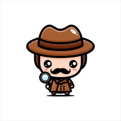 cute detective character vector design