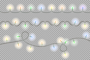 Christmas and happy new year light garland.