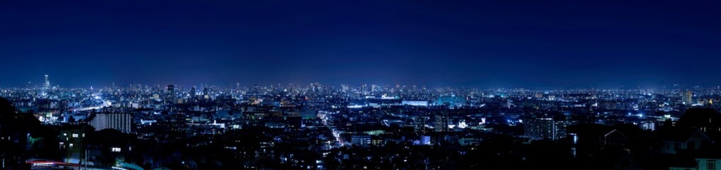 Obraz premium 大阪全景-夜景-パノラマ