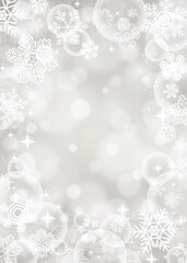 【冬・クリスマス素材】雪とキラキラの背景 シルバー