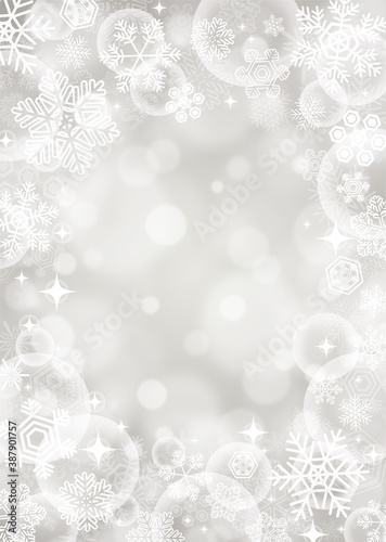 冬 クリスマス素材 雪とキラキラの背景 シルバー Wall Mural Kinusara